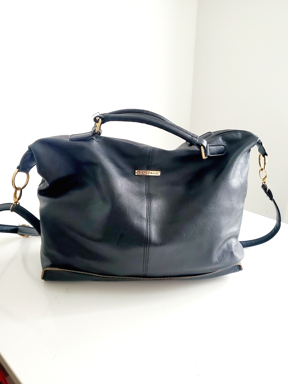 Rampage Black Shoulder Bag with Gold Accents